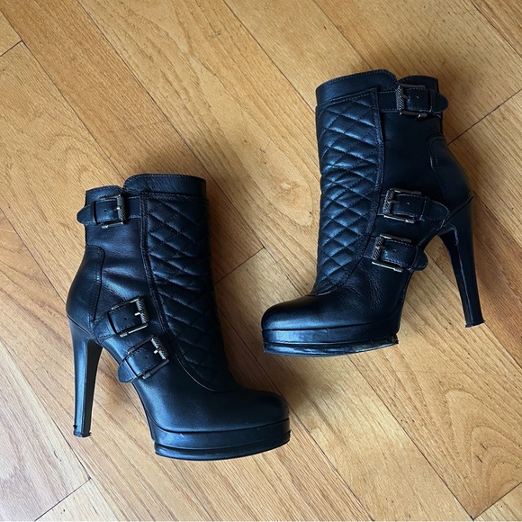 Nine West High Heel Booties with Quilted Front & Buckles - Picture 3 of 8